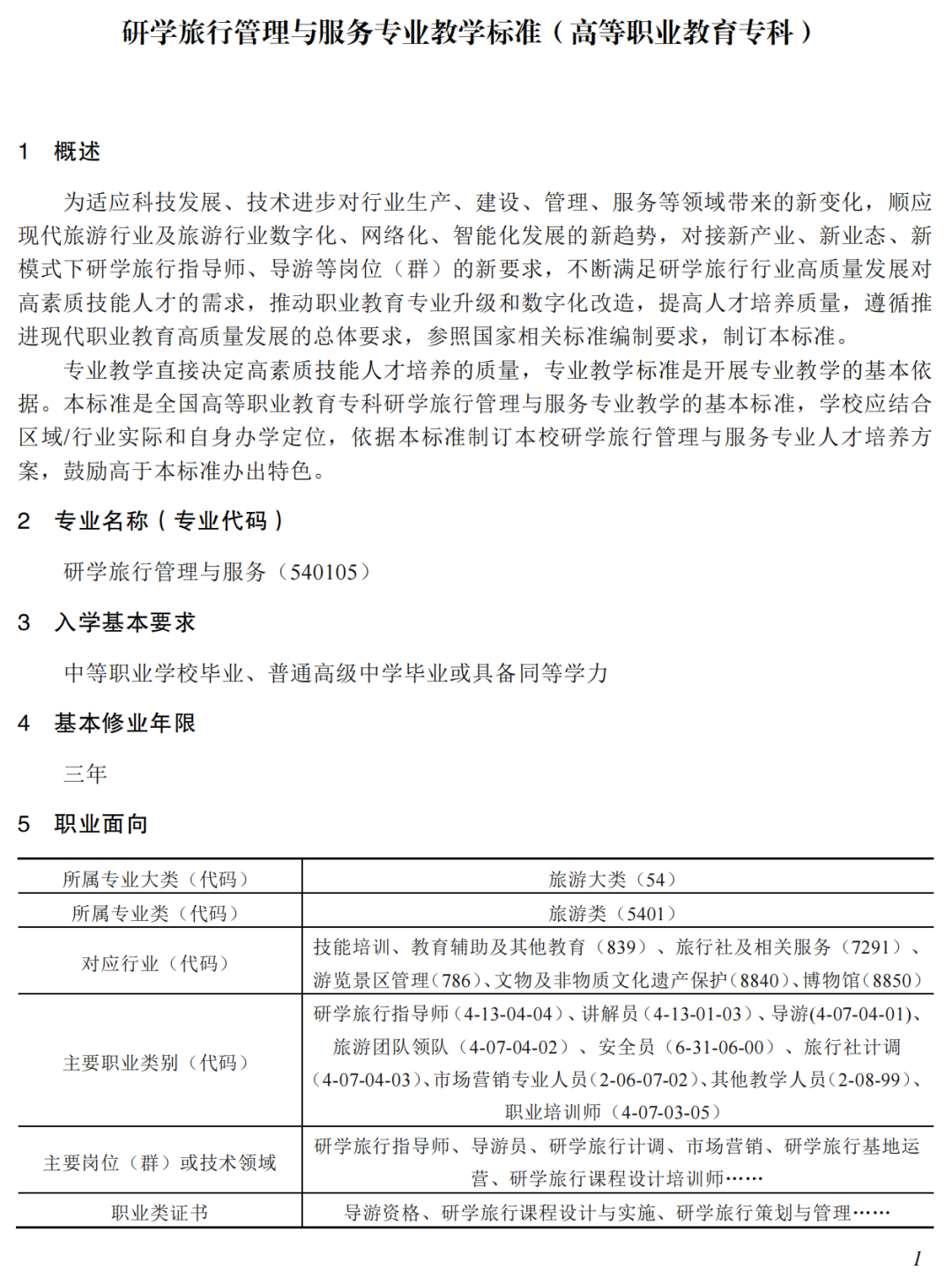 重磅！教育部发布“研学旅行管理与服务”专业教学标准