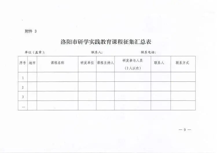 市教育局：开展研学实践教育精品和特色课程征集活动【附申报材料】